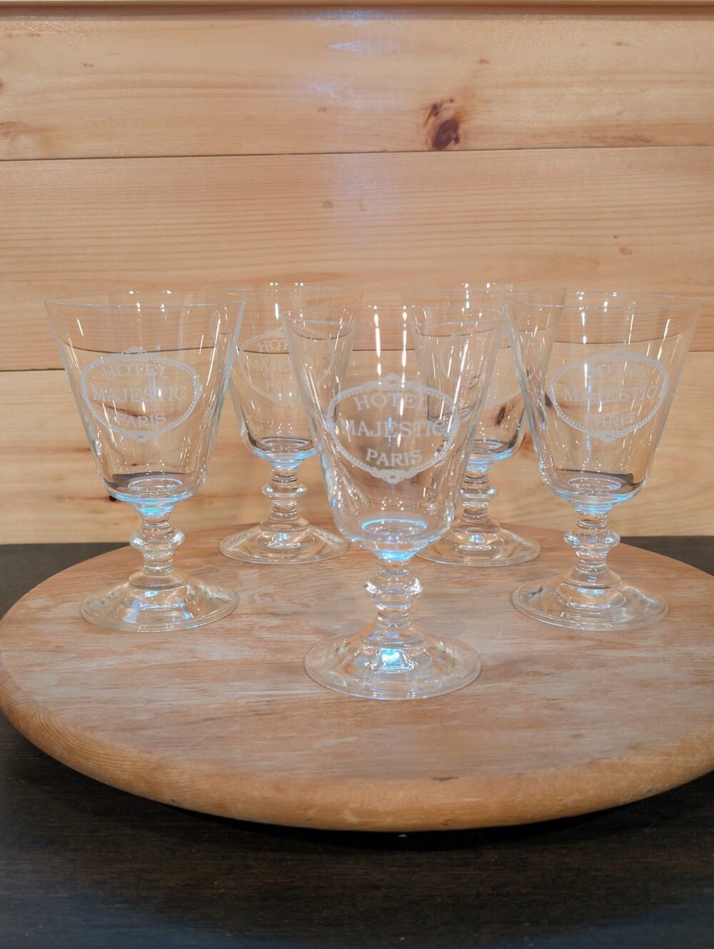 Set of 5 Hotel Majestic Paris Footed Iced Tea Glasses Etched French Style